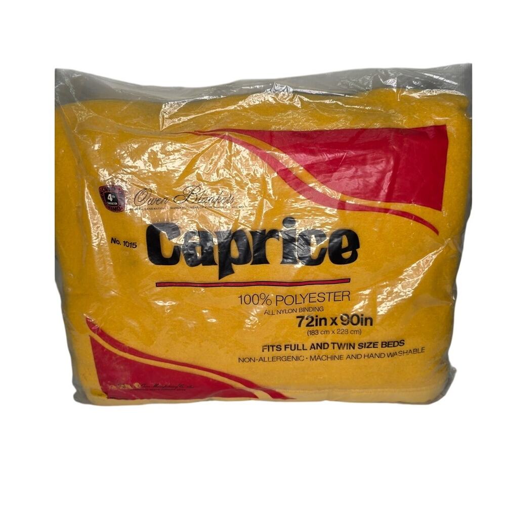 Vintage Owen Caprice Blanket Full Twin Yellow 72x90 Polyester USA Sealed
